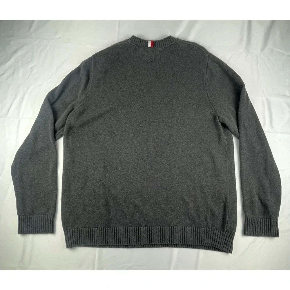 TOMMY HILFIGER MENS‎ SWEATER XXL GREY CREWNECK 100% COTTON LIGHTWEIGHT PULLOVER